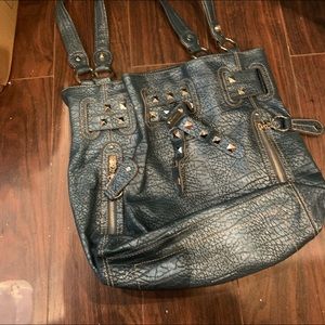 Women black leather bag